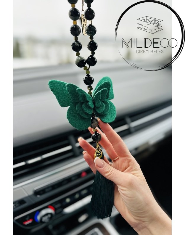 Automobilio aksesuaras "Drugelis smaragdas" kvepiantis 2