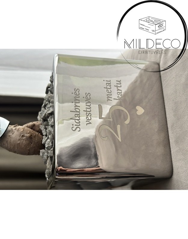 Vazonas sidabrinių vestuvių proga su augalu 3