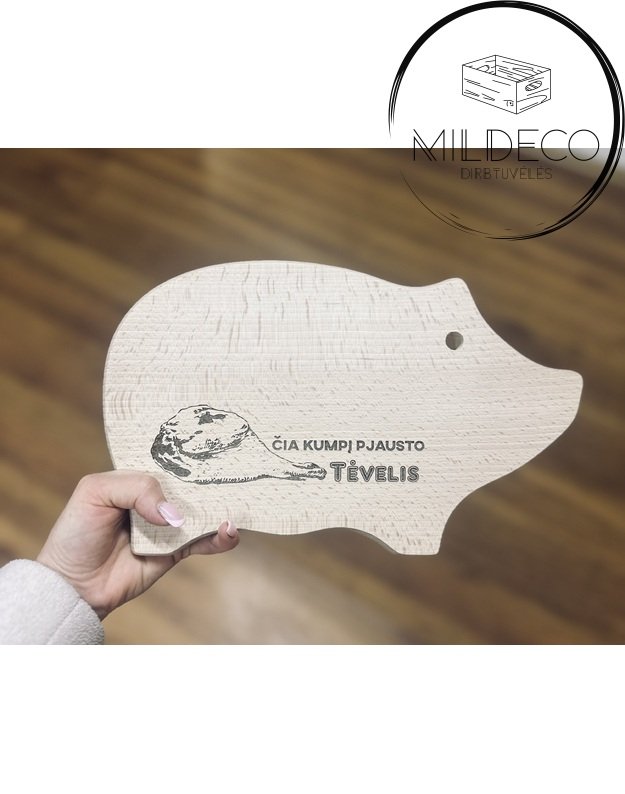 Pjaustymo lentelė "Čia kumpį pjausto TĖVELIS" 