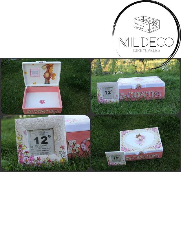 Rinkinys : dekoruota dėžutė 30x40x15 ir rėmelis