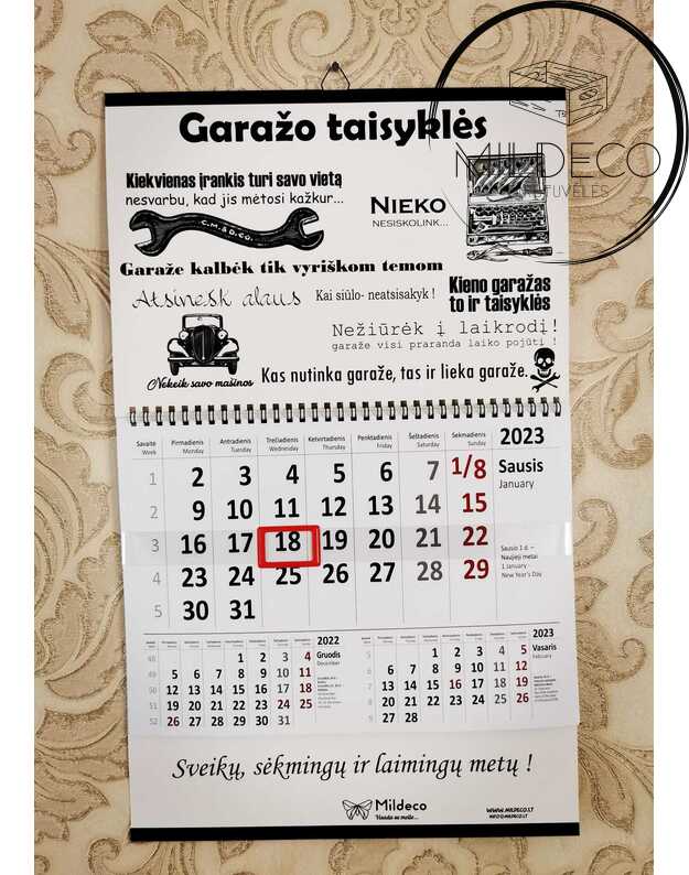 Kalendorius GARAŽO TAISYKLĖS 2023