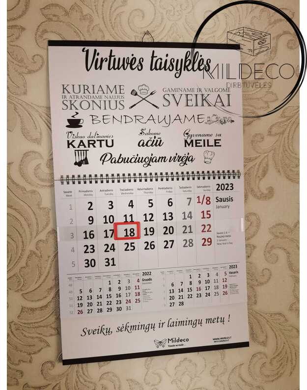 Kalendorius VIRTUVĖS TAISYKLĖS 2023