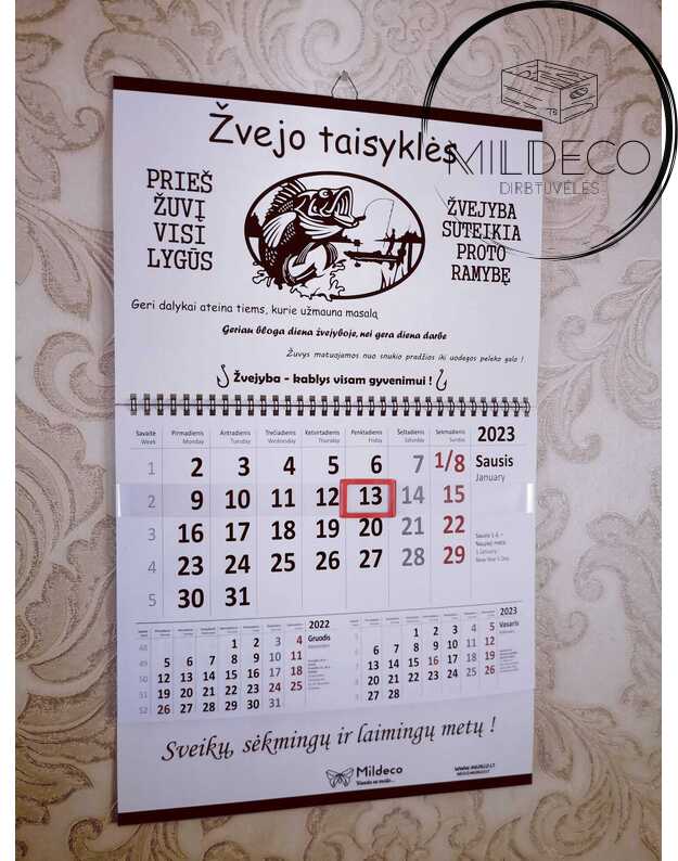 Kalendorius ŽVEJO TAISYKLĖS 2023
